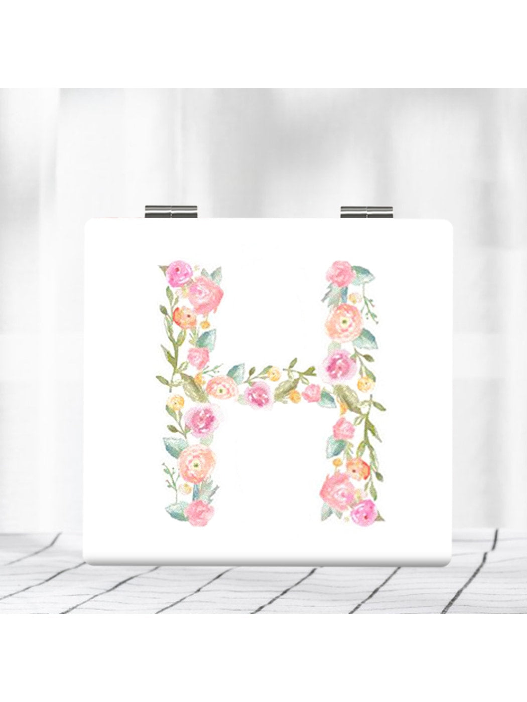Mirroray - Elegant Floral Letter Print Compact Mirror