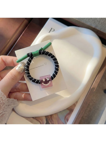 Gifty - Smiley Face Square Accent Elastic Hair Tie