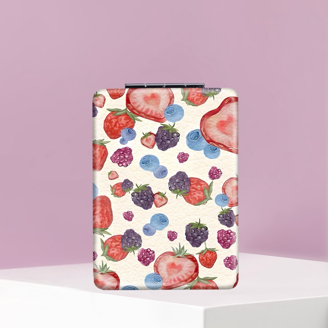 Mirroray - Cartoon Fruit Print Handheld Makeup Mirror