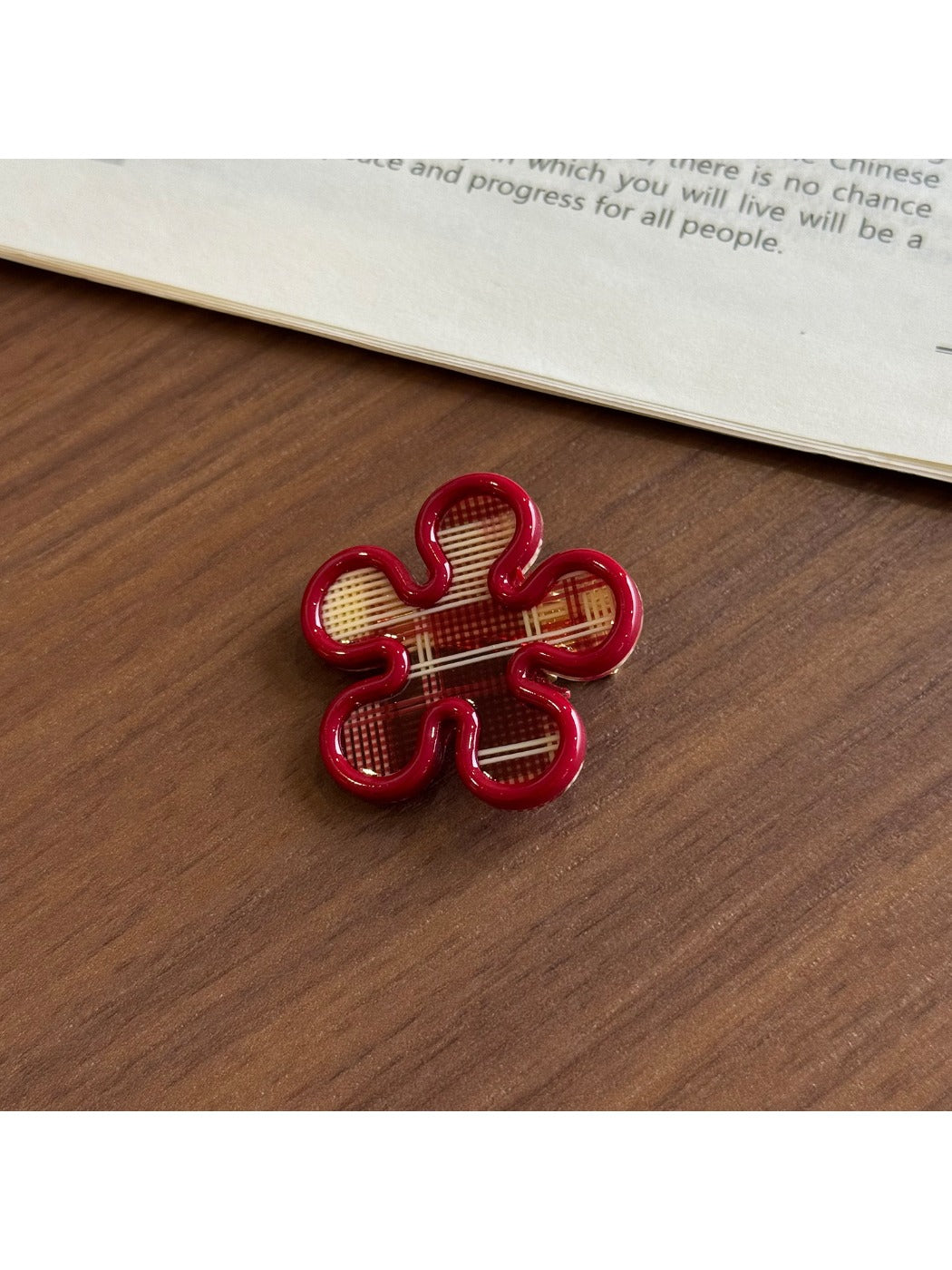 Beau - Plaid Acetate Alloy Side Bangs Hair Clip