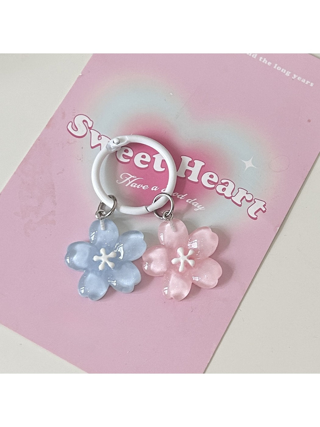Keypus - Translucent Sakura Flower Ring Clasp Keychain