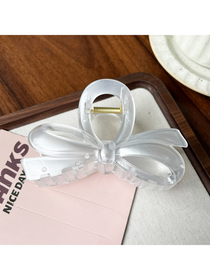 Beau - Large Bow Ring Detail Geometric PC Claw Clip