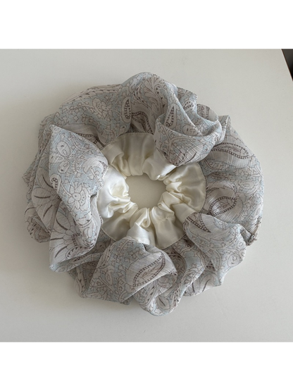 Gifty - Ruffled Layered Satin Spliced Hair Scrunchie