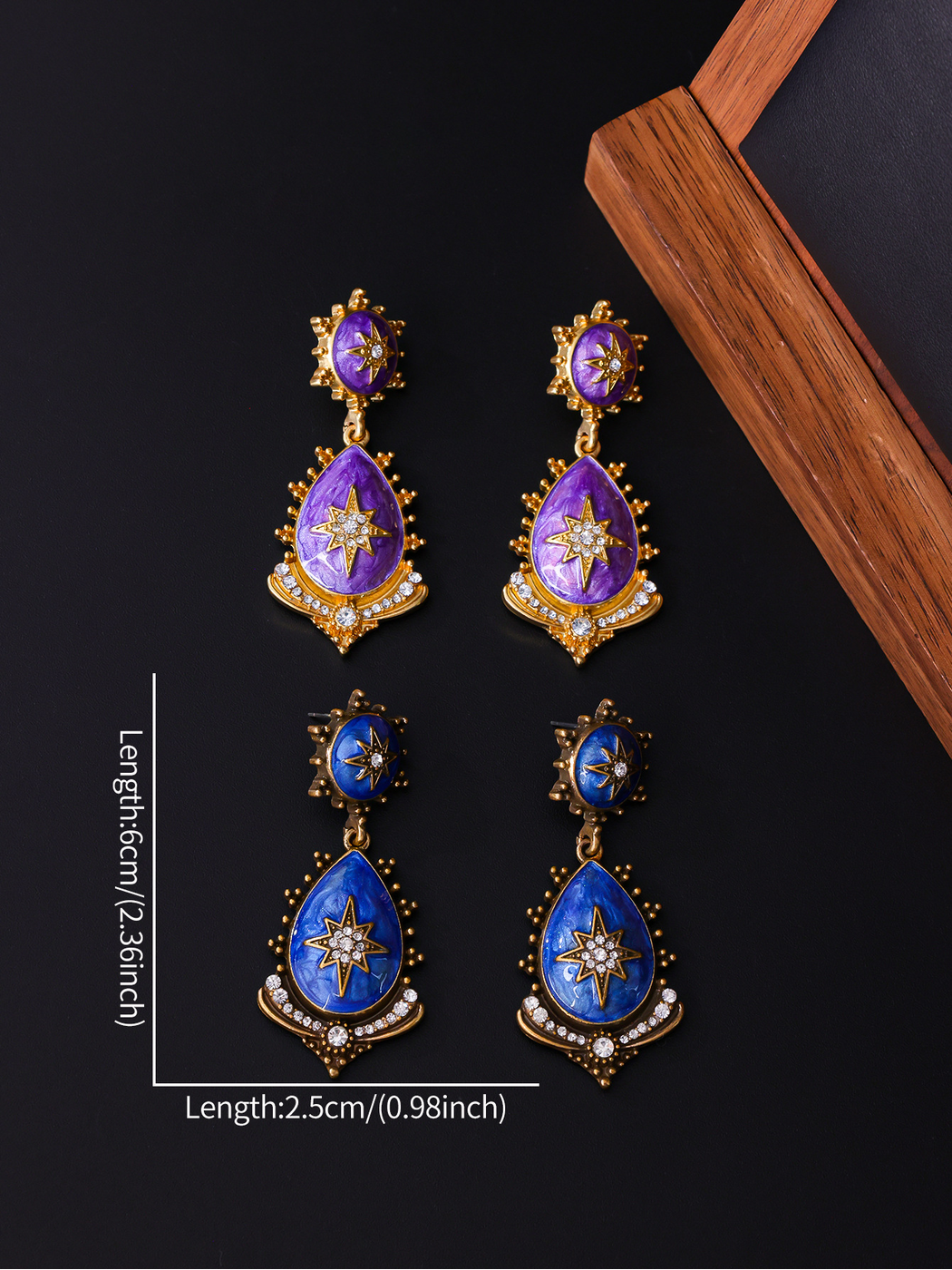 Earedge - Alloy Geometric Star Dangle Stud Earrings