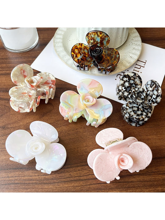 Beau - Geometric Flower Acetate Fiber Hair Claw Clip