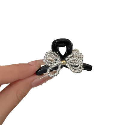 Beau - Beaded Bow Plastic Alloy Decorative Claw Clip
