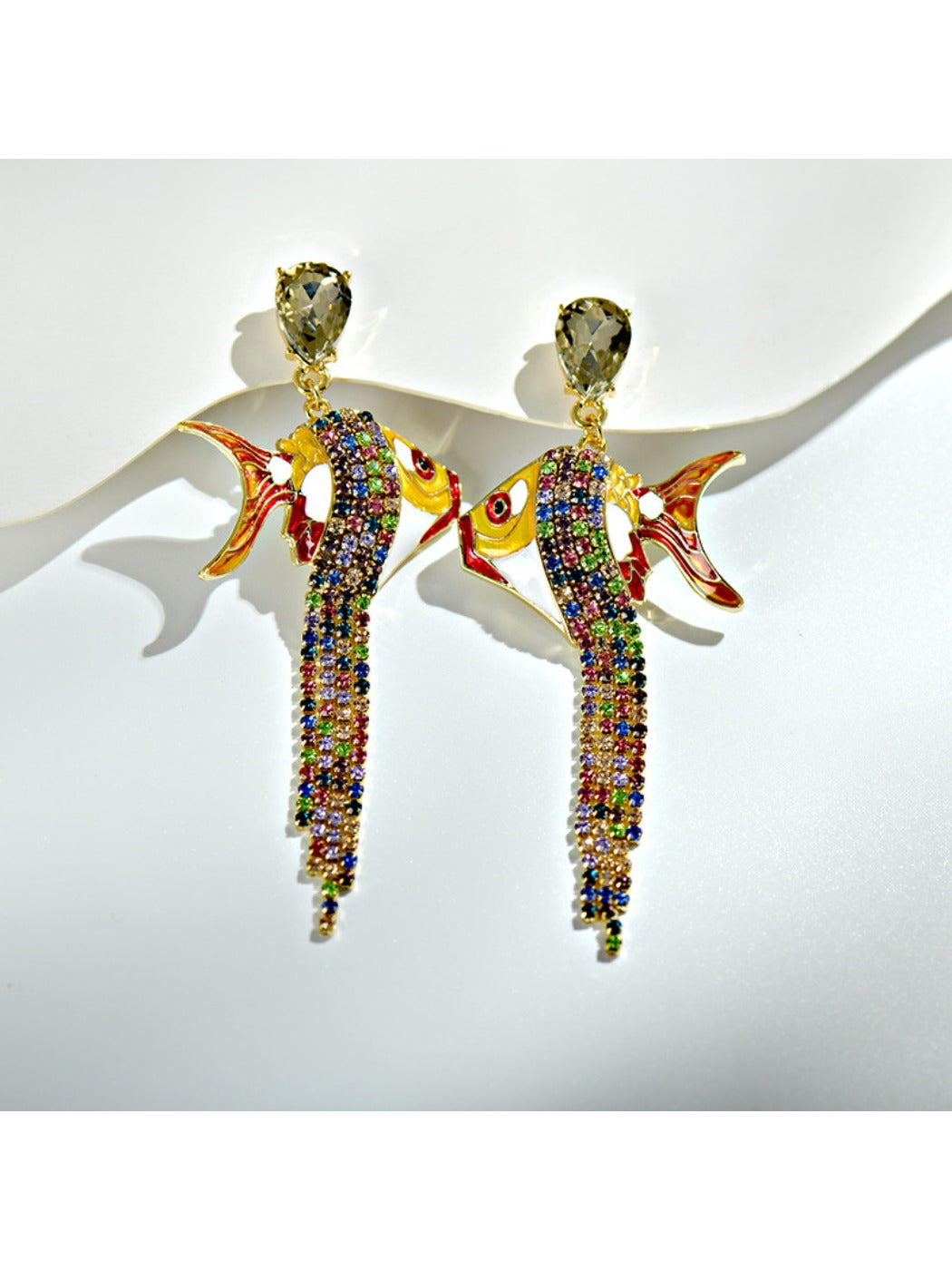 Earedge - Vintage Goldfish Drop Earrings With Tassels