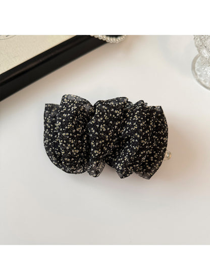 Beau - Retro Floral Print Ponytail Banana Clip