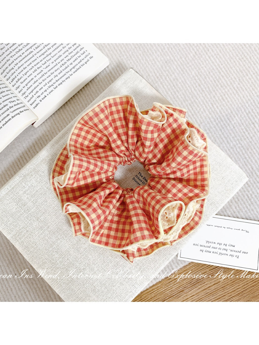 Gifty - Orange Plaid Hair Ties