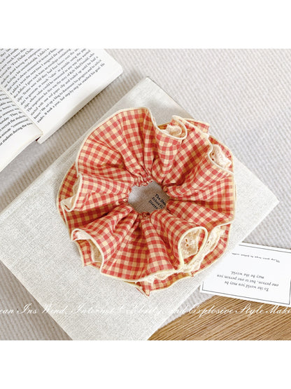 Gifty - Orange Plaid Hair Ties