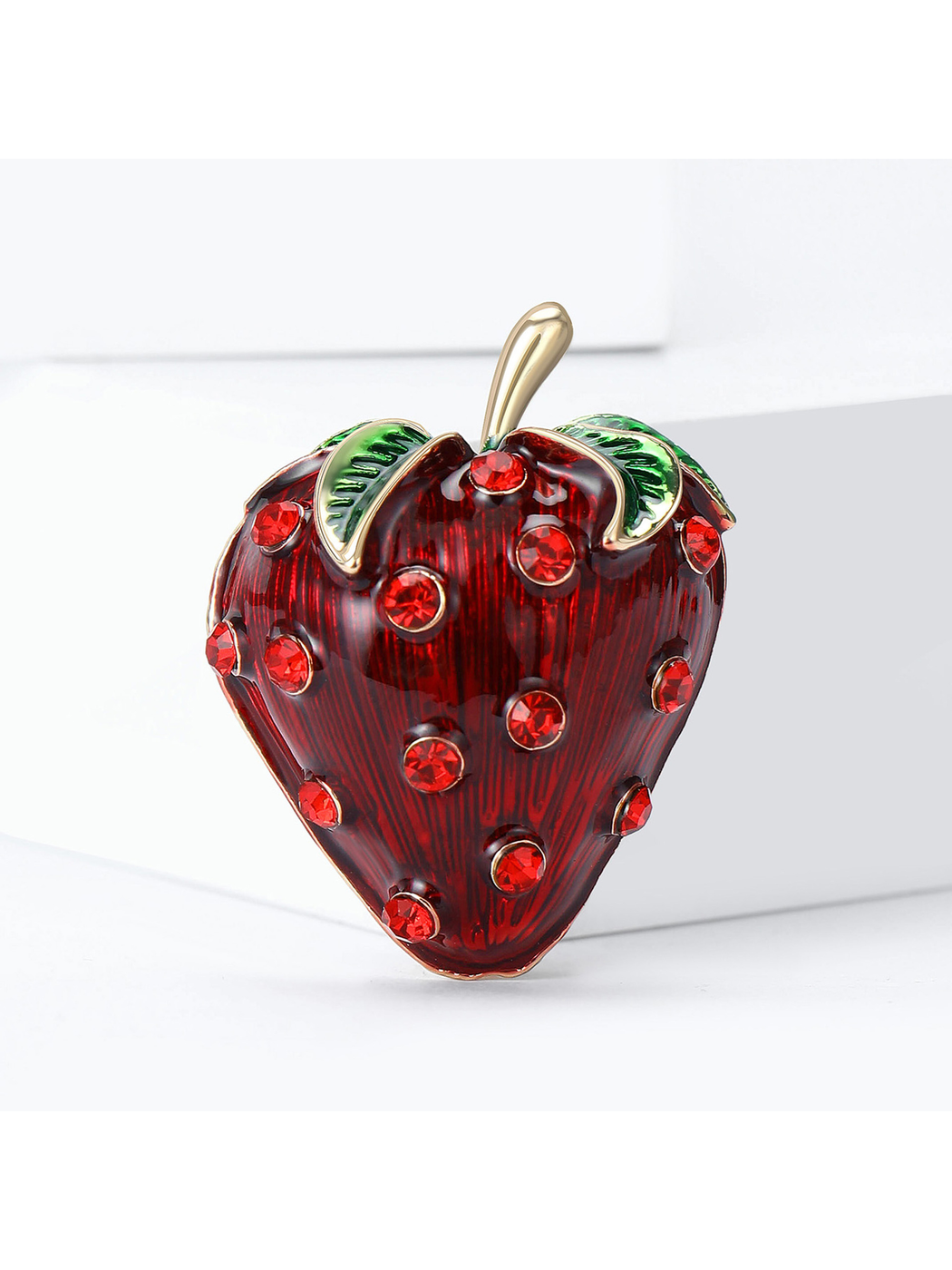 Brovia - Strawberry Rhinestone Accent Alloy Brooch