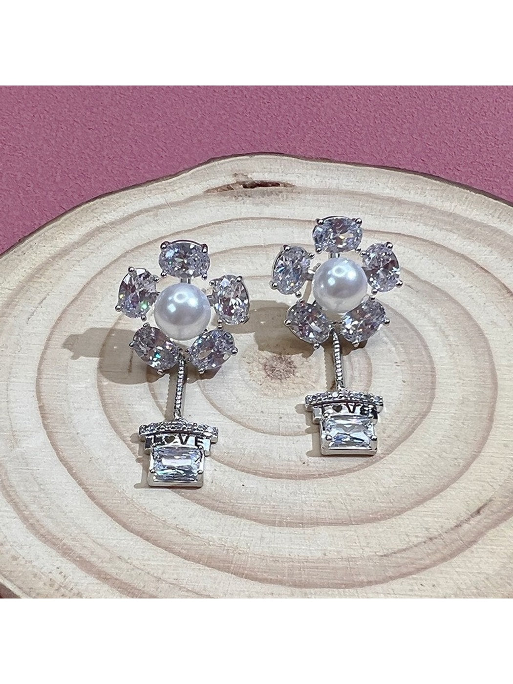 Earedge - Sweet Flower Motif Drop Dangle Earrings