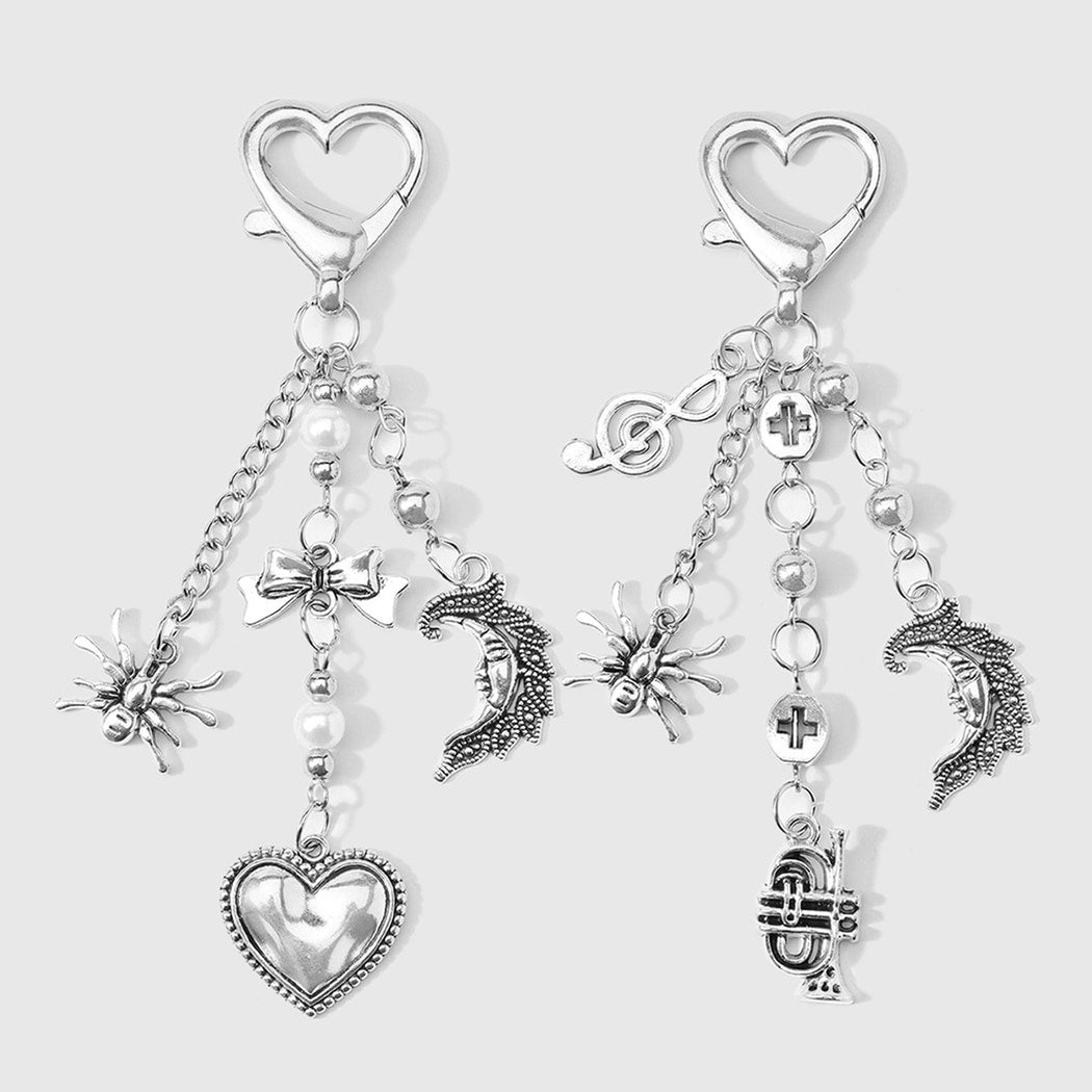 Keypus - Retro Y2K Heart and Spider Keychain