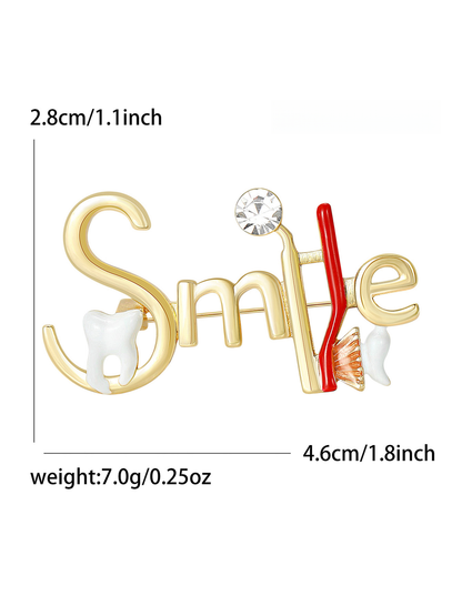 Brovia - Enamel Tooth Letter Alloy Accent Brooch Pin