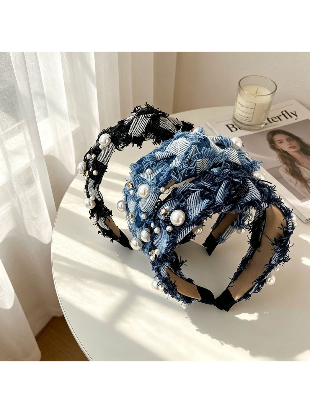 Gifty - Denim Look Knotted Bow Detail Headband