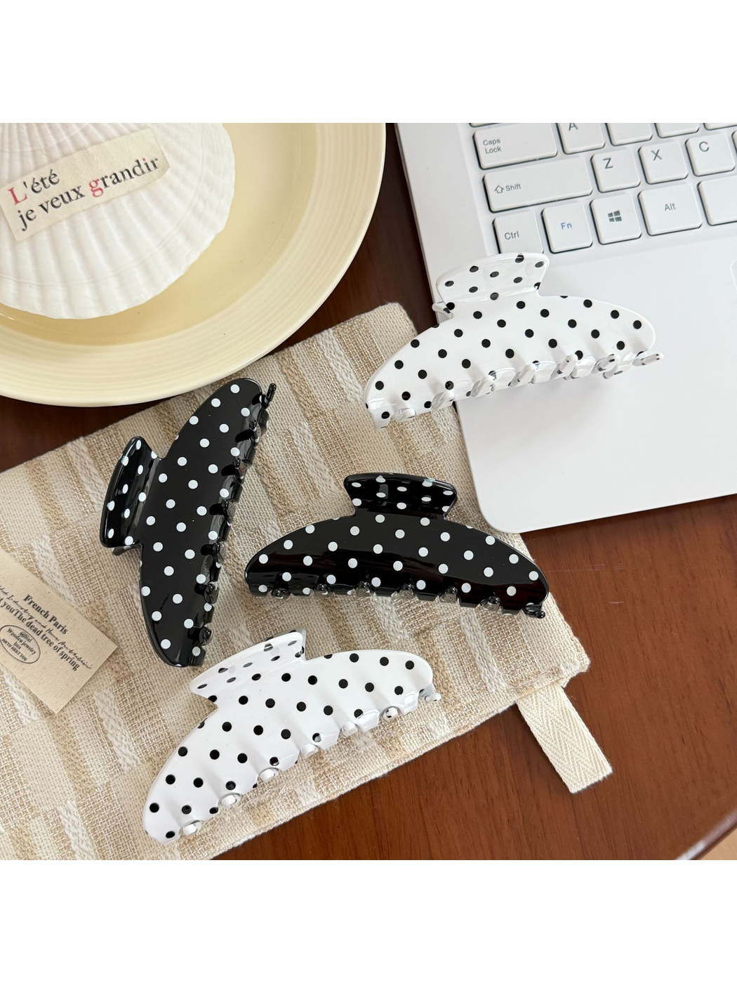 Beau - Sweet Polka Dot Curved Hair Claw Clip