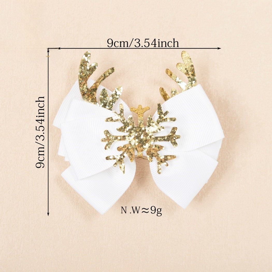 Beau - Christmas Bow Deer Antler Hair Clip