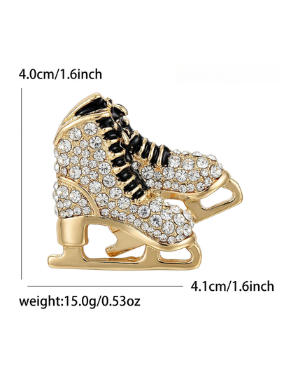 Brovia - Holiday Ice Skate Enamel Accent Lapel Brooch