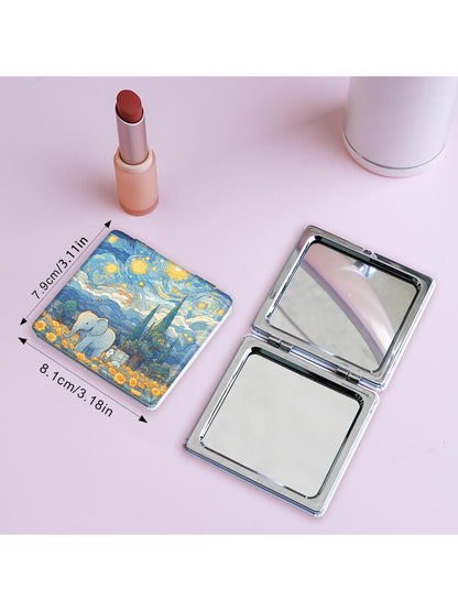 Mirroray - Landscape Painting Theme Printed Folding Mirror