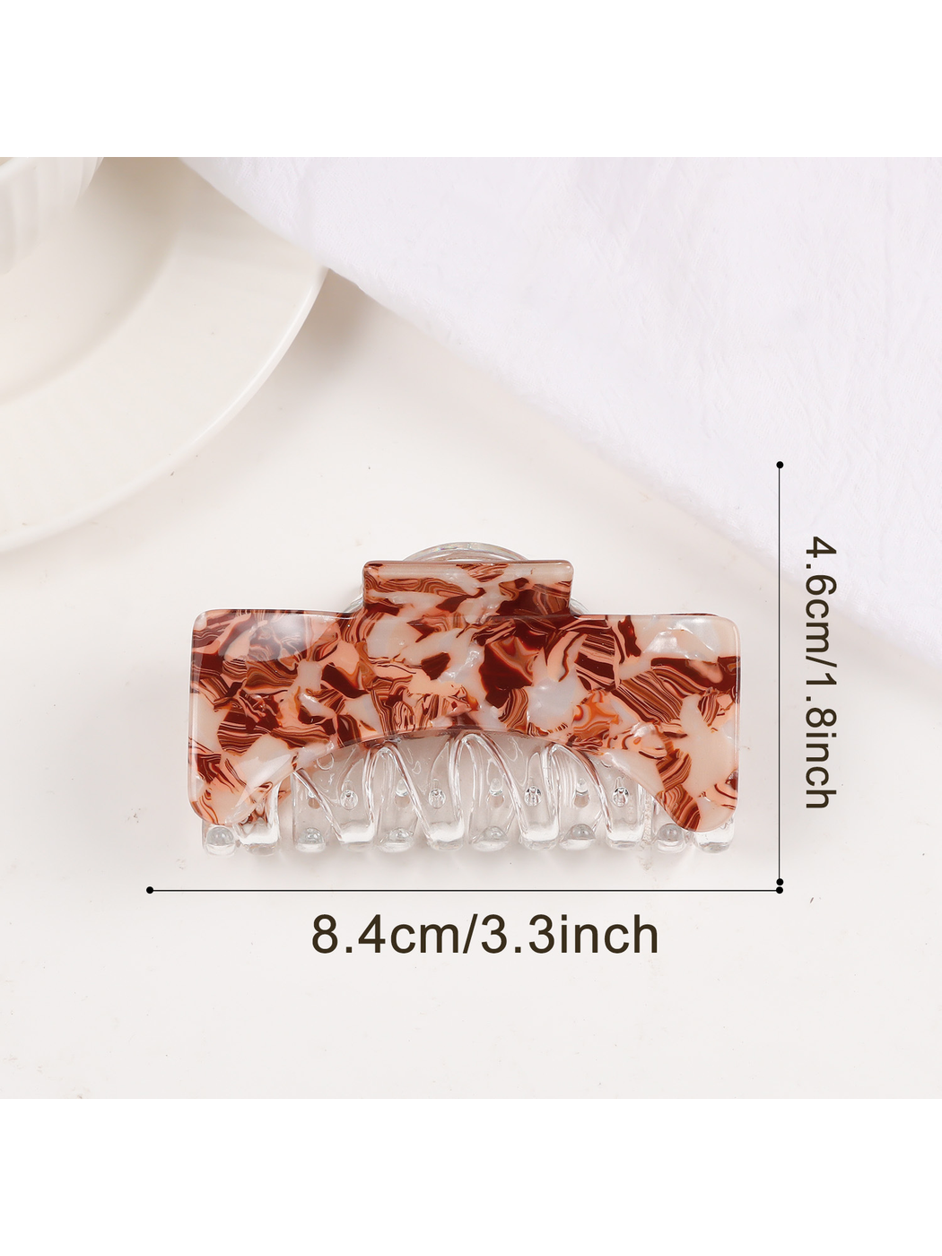 Beau - Large Square Marbled Texture Claw Clip