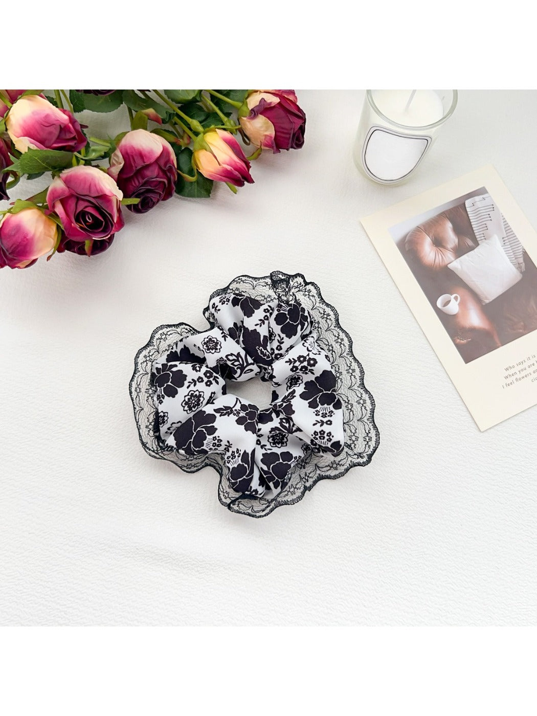 Gifty - Ink Wash Print Ruched Scrunchie