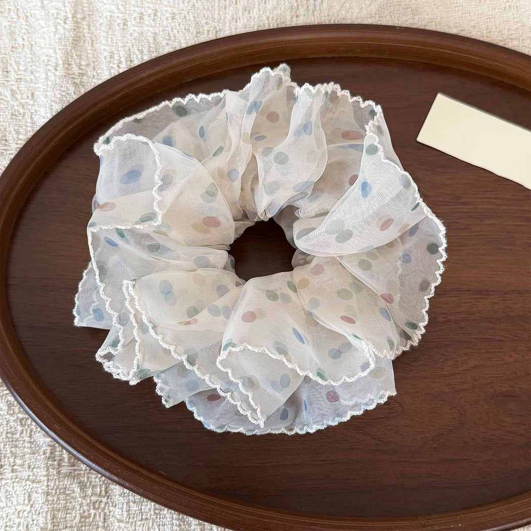 Gifty - Layered Sheer Polka Dot Mesh Hair Scrunchie