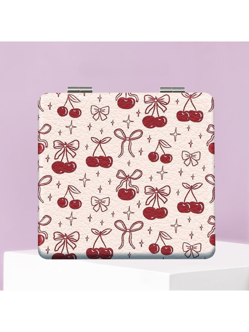 Mirroray - Minimalist Square Cherry Pattern Compact Mirror