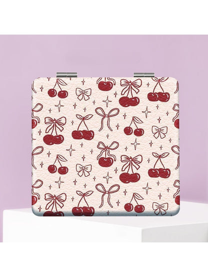 Mirroray - Minimalist Square Cherry Pattern Compact Mirror