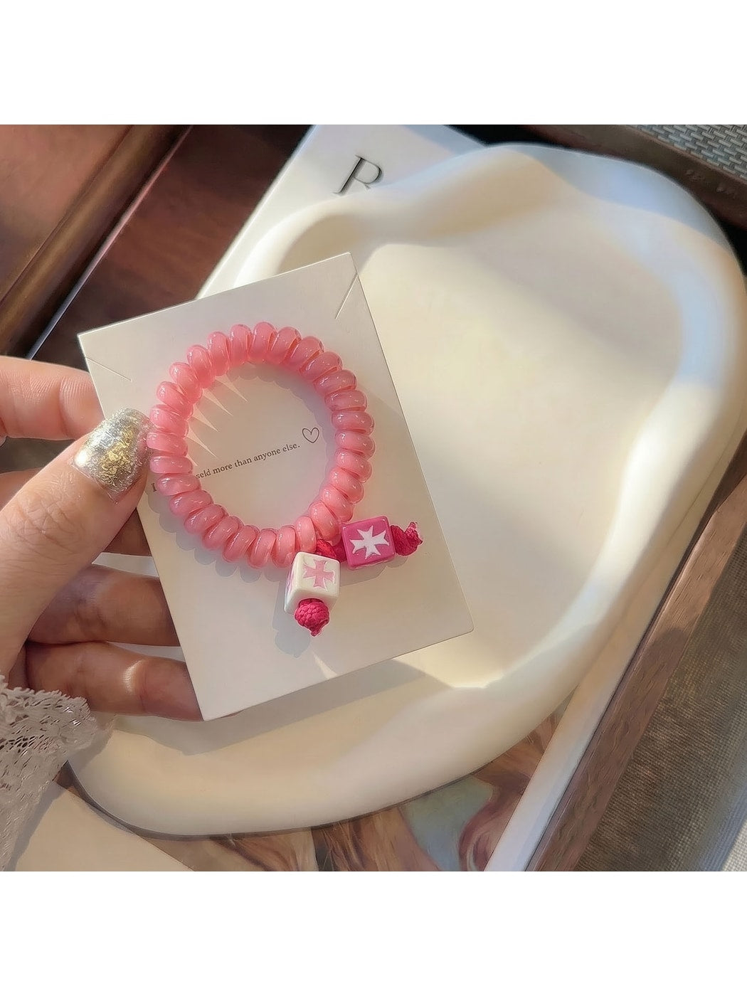 Gifty - Sweet Style Bead Detail Spiral Hair Tie