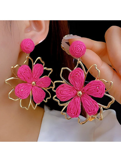 Earedge stylish flower shaped drop earrings displayed on a white background