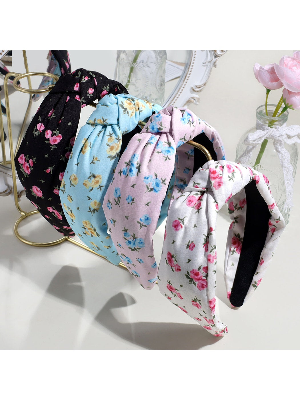 Gifty - Sweet Floral Print Knotted Fabric Headband