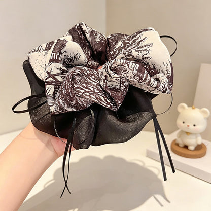 Gifty - Printed Ribbon Detail Polyester Scrunchie