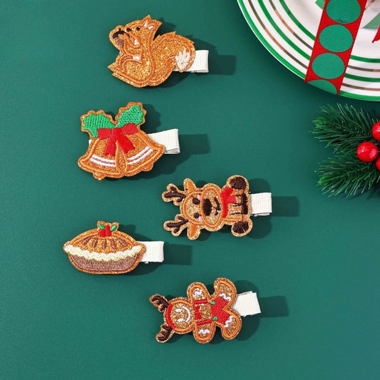 Beau - Christmas Cute Animals and Bell Hair Clip Set