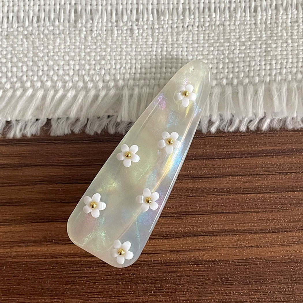 Beau - Pastel Floral Accent Triangle Side Barrette
