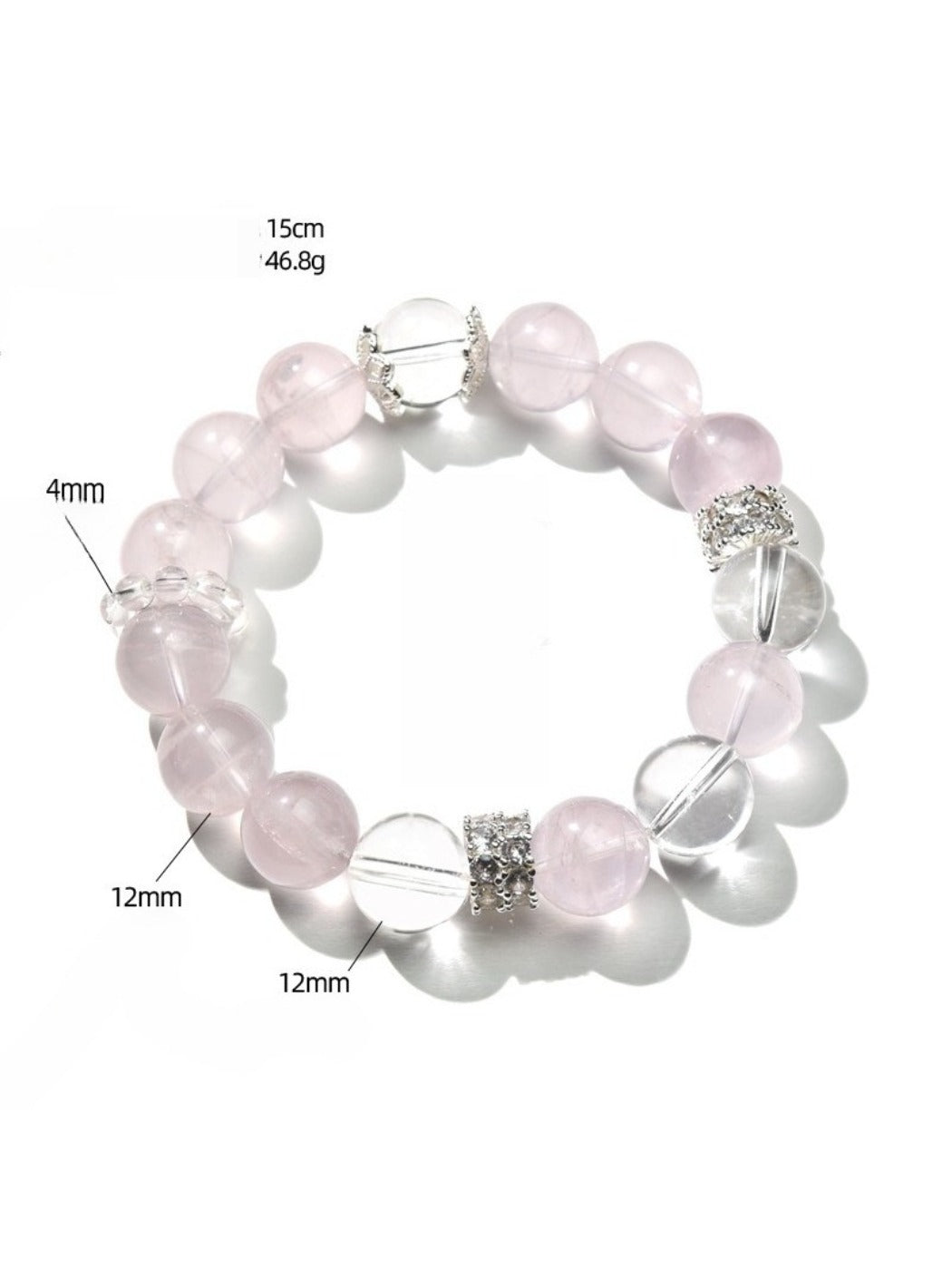 Lovra bracelet with pink and white crystals arranged in a repeating pattern