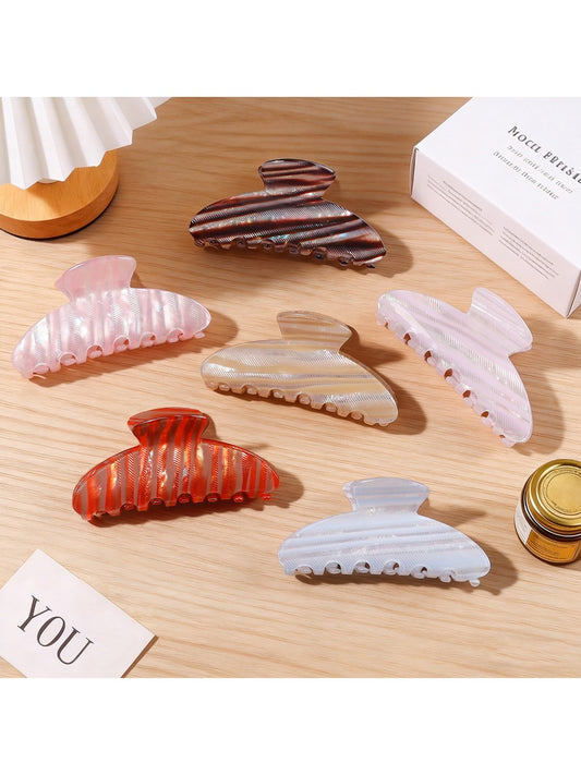 Beau - Striped Half Round Hair Claw Clip