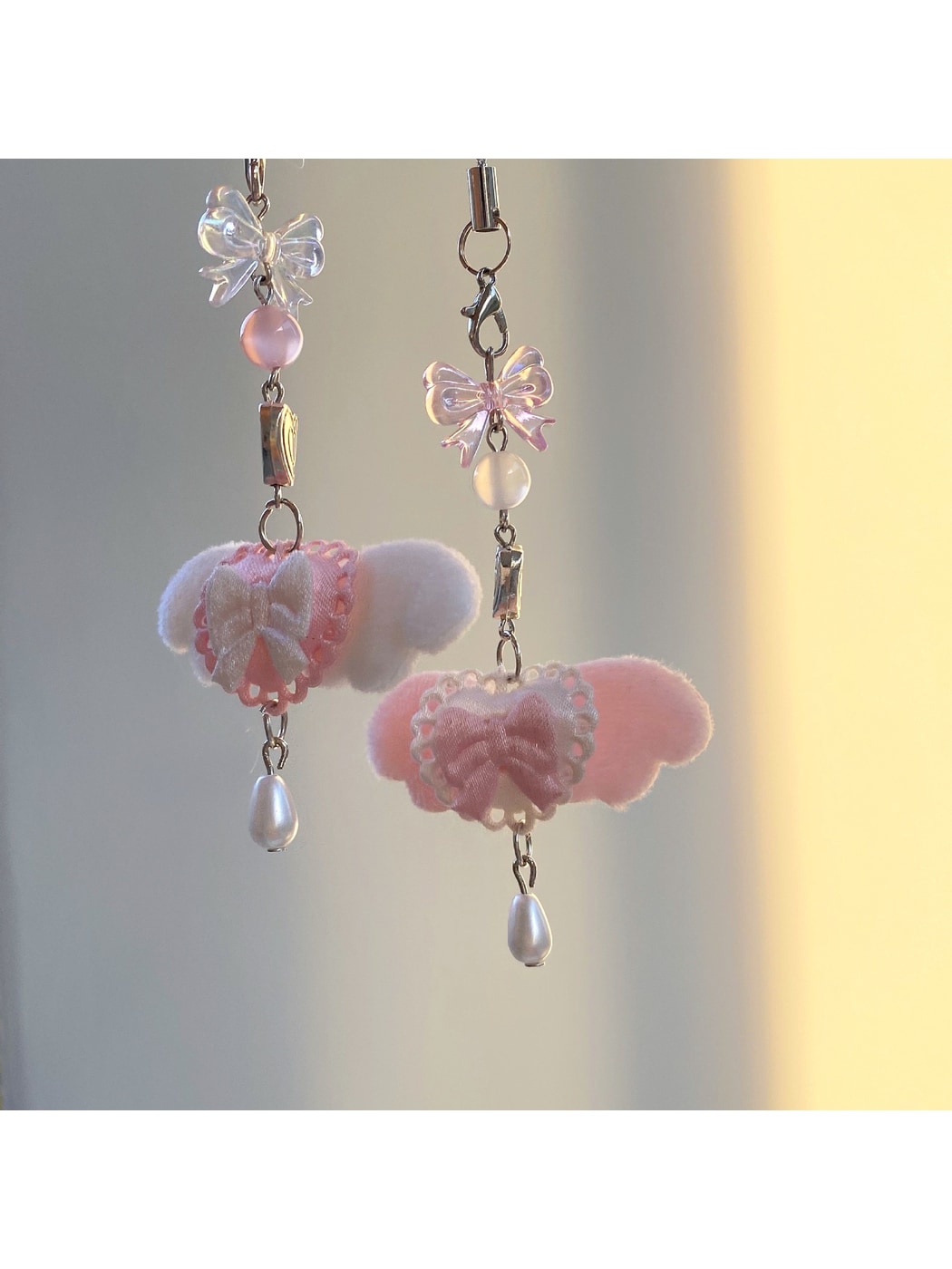 Keypus - Pink Angel Wing Bow Bag Charm Keychain