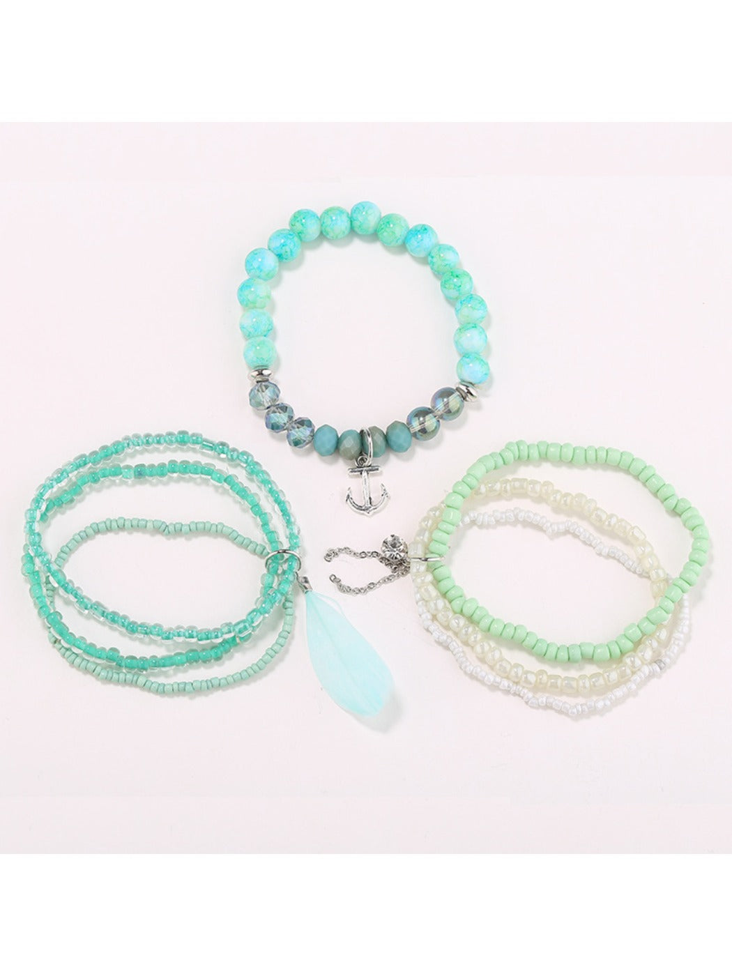 Lovra vintage chic beaded bracelet displayed on a white background showing full length