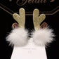 Beau - Christmas Deer Antler Glitter Bow Hair Clip