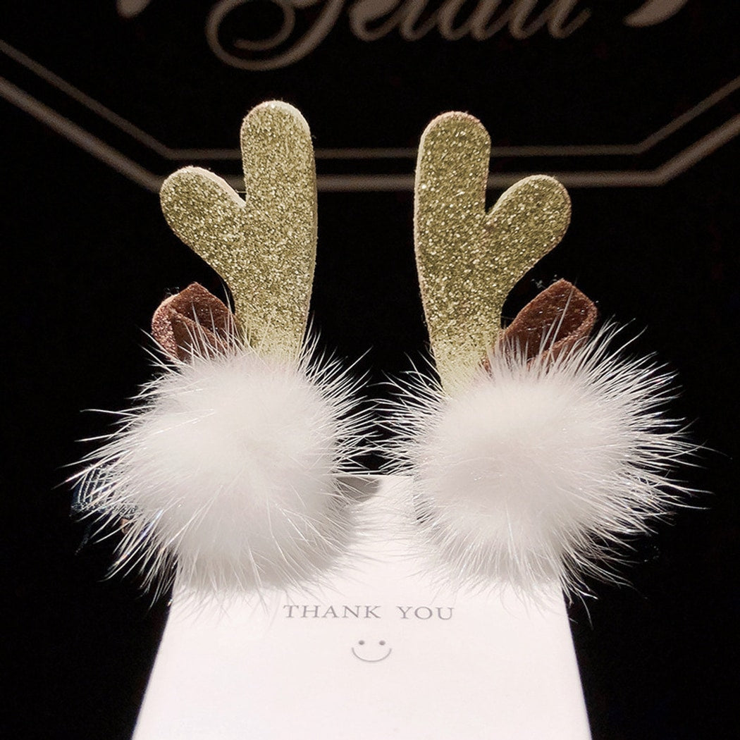 Beau - Christmas Deer Antler Glitter Bow Hair Clip