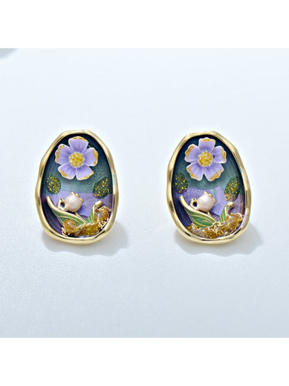 Earedge - Sweet Oil Painting-Inspired Stud Earrings