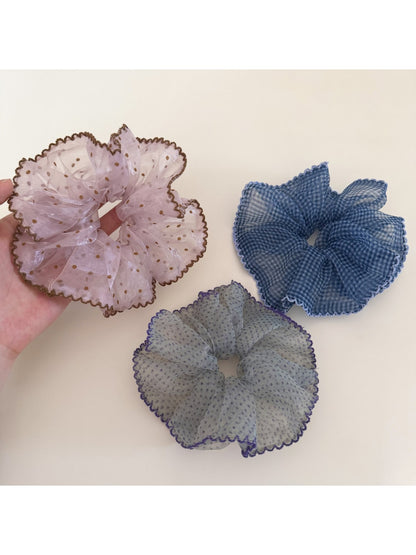 Gifty - Plaid Organza Look Polyester Scrunchie