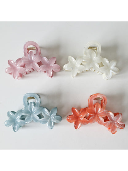 Beau - Transparent Floral Plastic Claw Hair Clip
