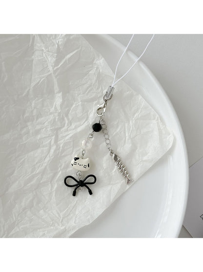 Keypus - Kitty Fishbone Charm Phone Pendant Keychain