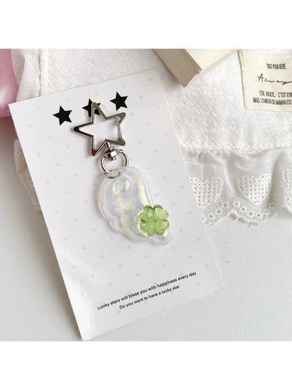 Keypus - Glitter Wing Four Leaf Clover Acrylic Keychain
