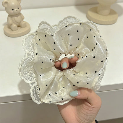 Gifty - Polka Dot Floral Lace Fabric Scrunchie