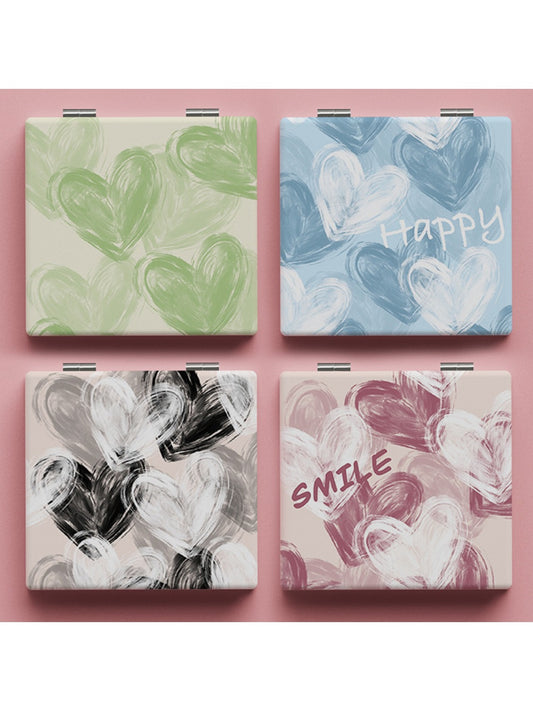 Mirroray - Minimalist Heart Pattern Square Compact Mirror
