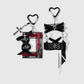 Keypus - Black Y2K Cross Lace Bow Keychain