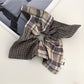 Gifty plaid square scarf scrunchie displayed flat showing full square shape
