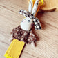Fabric rabbit keychain displayed on a white background showing full shape and design